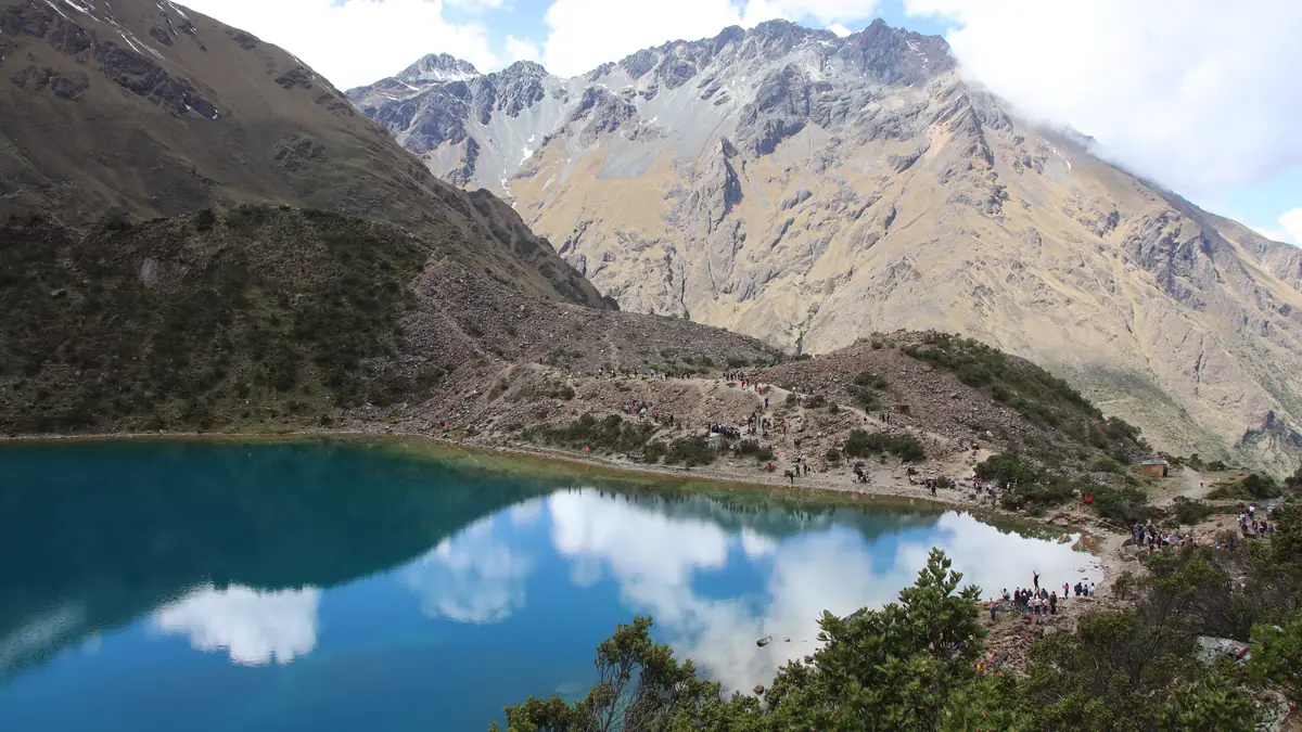 The turquoise Humantay Lake below the Humantay glaciers