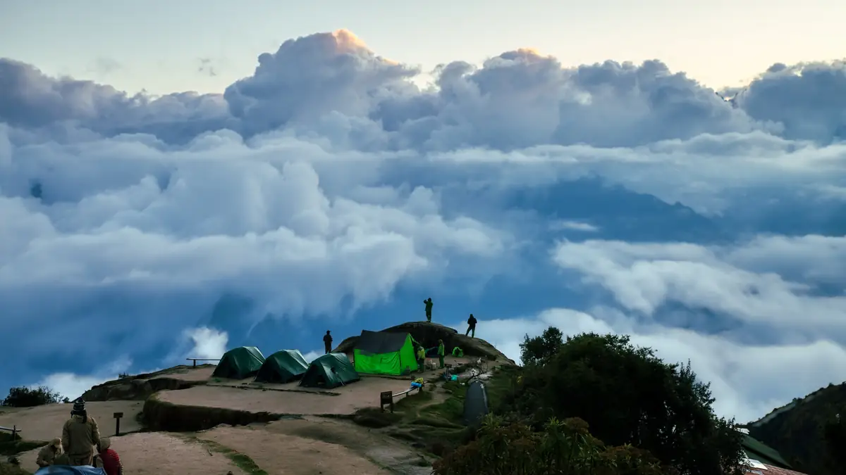 Tent camp above the clouds on the Inca Trail
