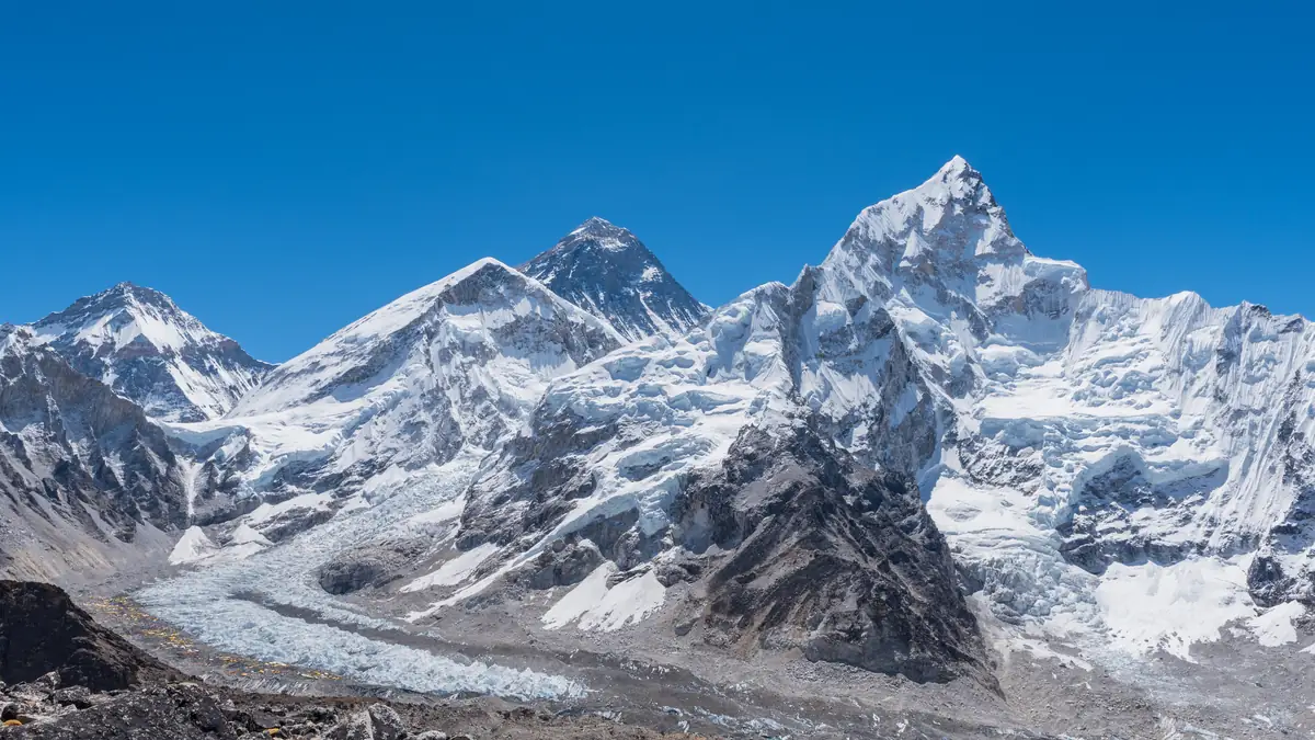 Everest, Nuptse und Khumbu-Gletscher vom Kala Patthar