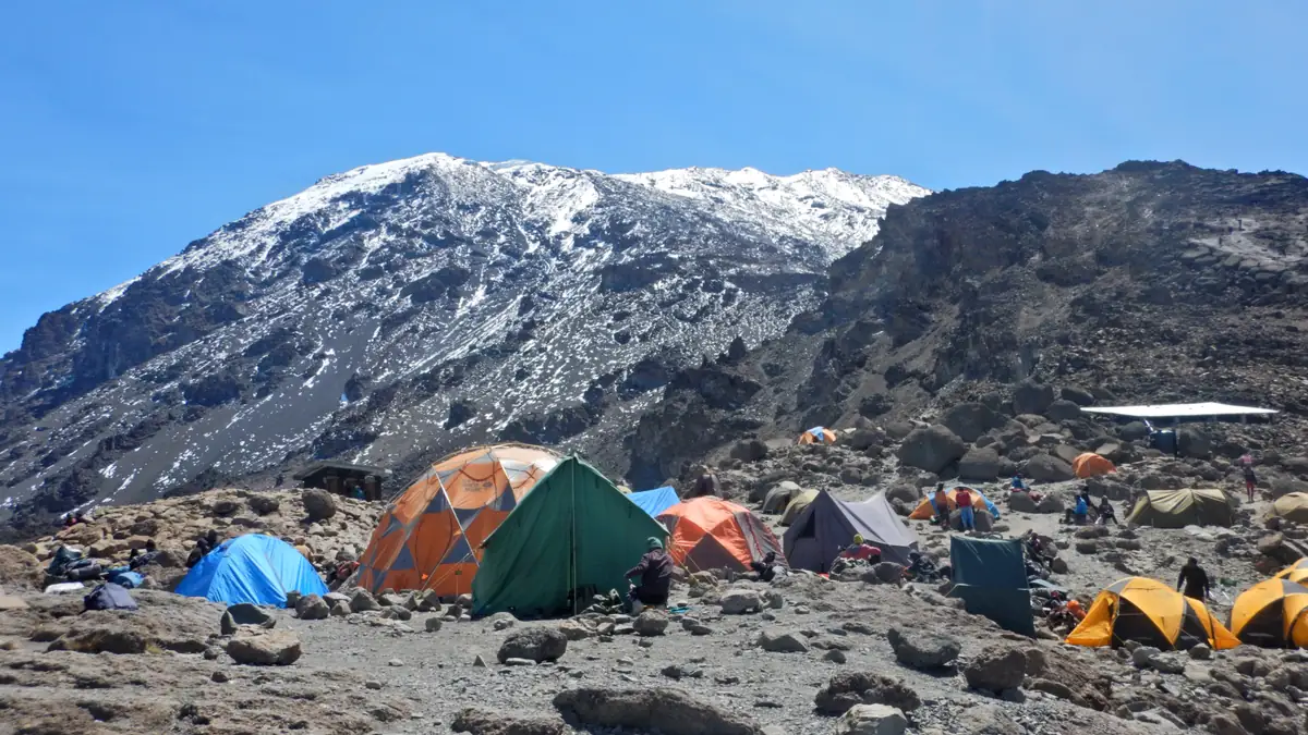 Tents at Barafu Camp at 4,640 m beneath Kibo