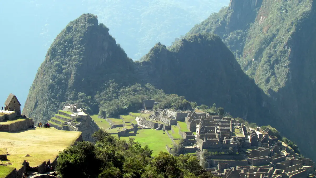 Machu Picchu with Huayna Picchu from the Inca Trail below the Sun Gate