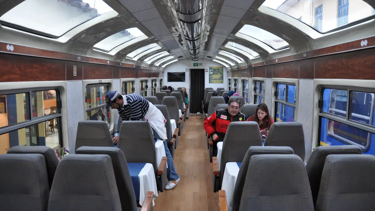 Interior of a Vistadome carriage with panoramic windows