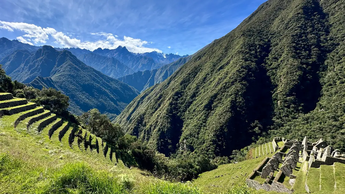 The terraces of Wiñay Wayna above the Urubamba valley, lunch stop of the short Inca Trail