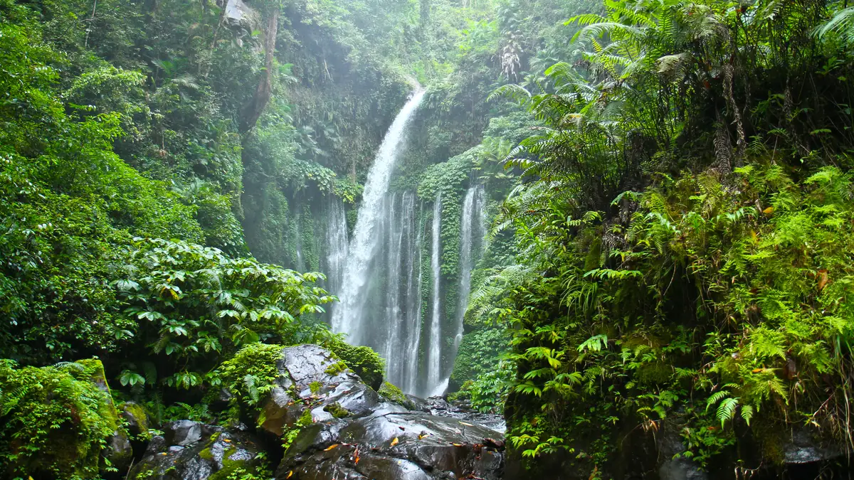 Der Wasserfall Tiu Kelep bei Senaru, Programm am Anreisetag vieler Pakete